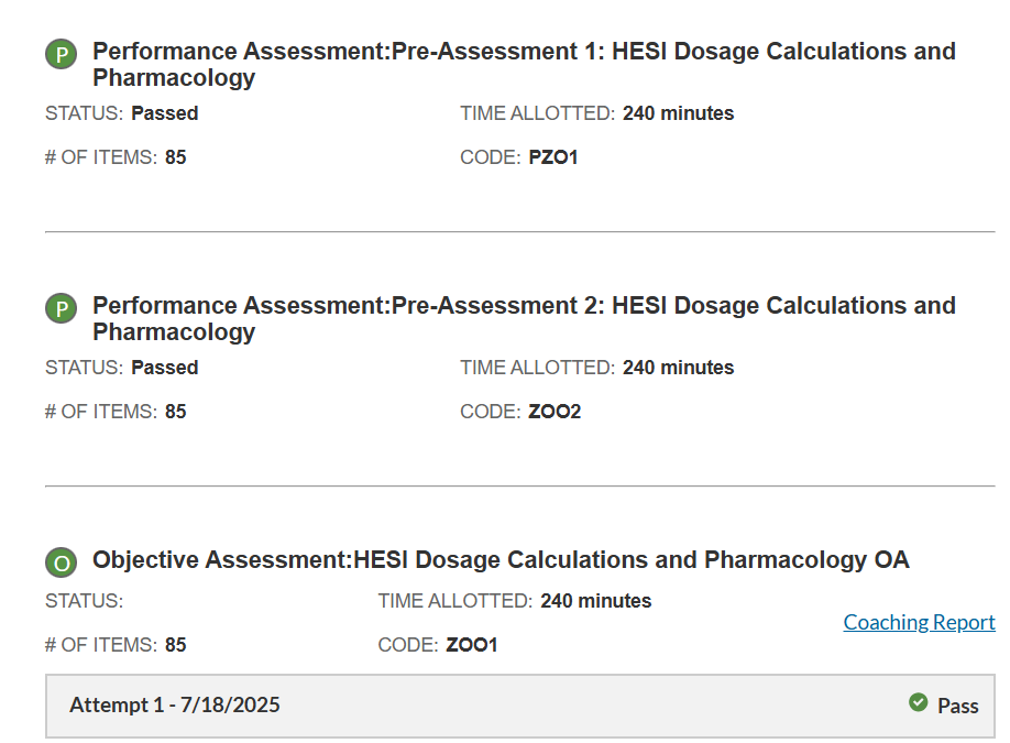 Pass in Hesi Dosage Calculation and Pharmacology Exam